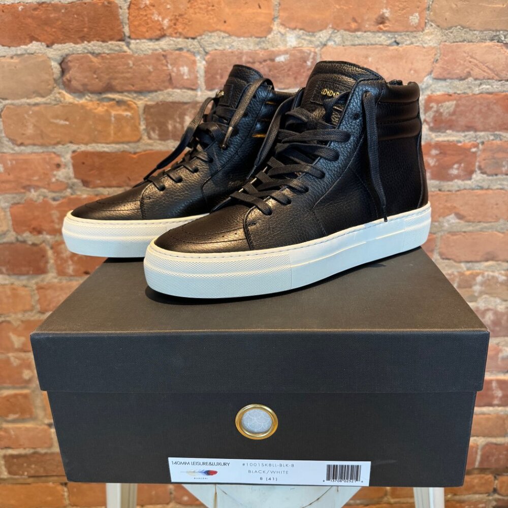 Buscemi 140MM High-Top – Black/White Leather (Size 41 / US 8)